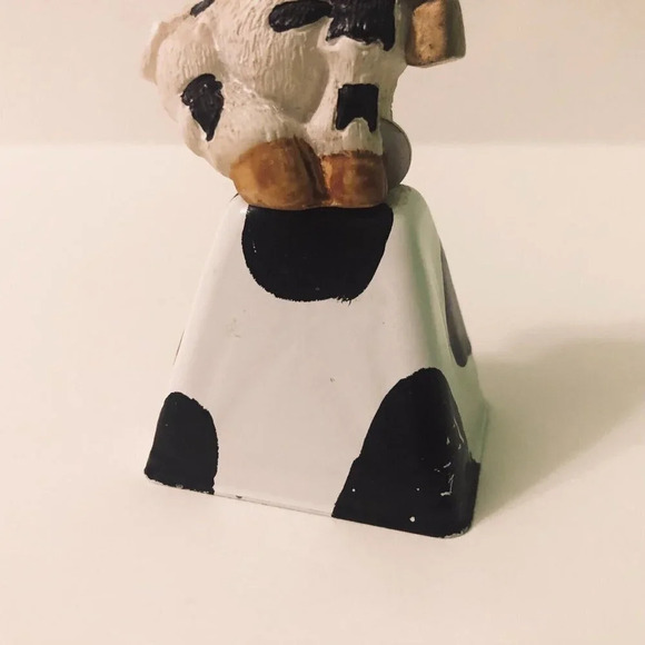 Vintage Russ Cow Figurine On A Bell 4 Inch  Tall Figure Flaw - Picture 12 of 15